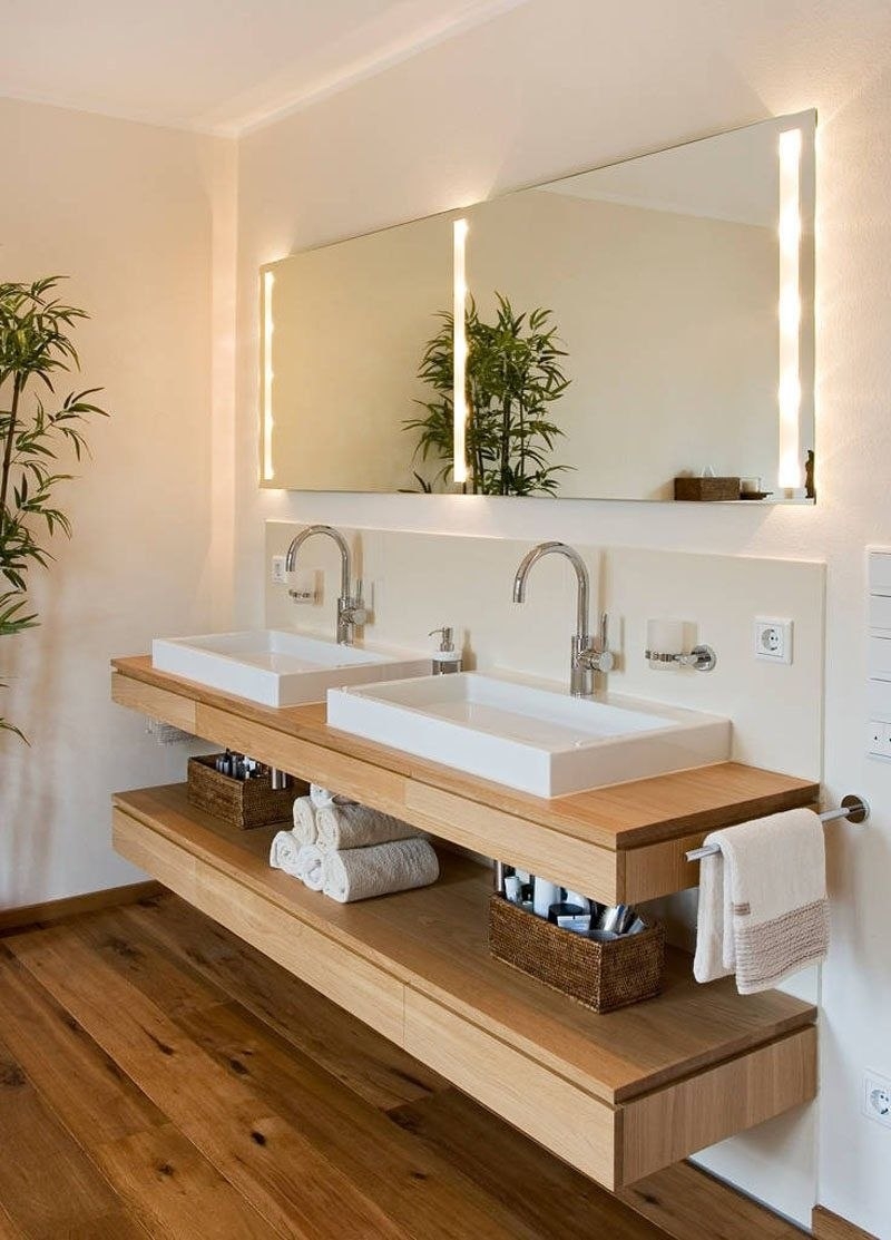 Badezimmer Design Ideen Offenen Regal Unterhalb Der Arbeitsplatte throughout Badezimmer Ideen Zwei Waschbecken